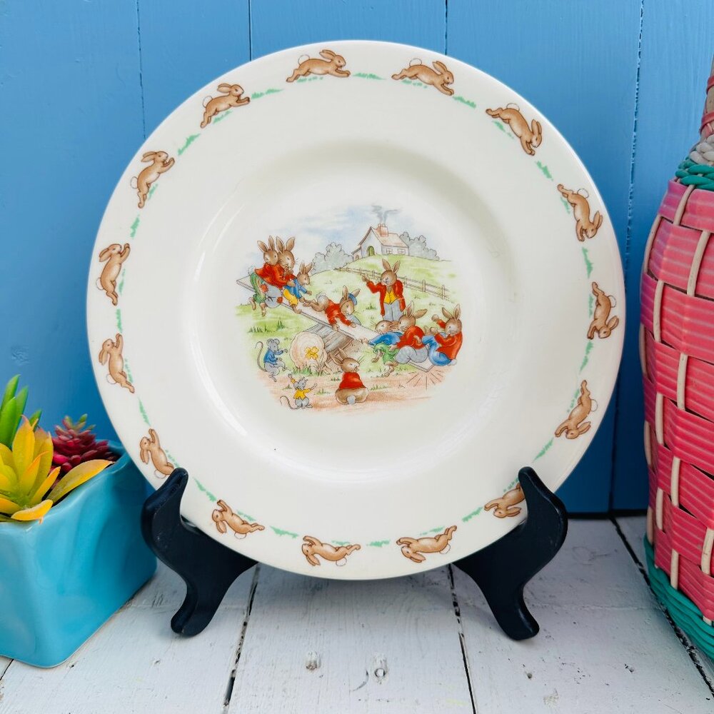 Vintage Bunnykins Royal Doulton UK Plate, Peter Rabbit Decor, Easter Decor
